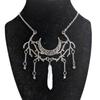Bohemia Temperament Sliver Color Hollowed-out Moon Stars Tassel Irregular Crystal Pendant Necklace for Women Magic Witch Jewelry