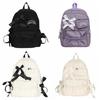 College Style Bow Backpack Large Capacity Canvas Shoulders Bag Cute Students School Bag  School