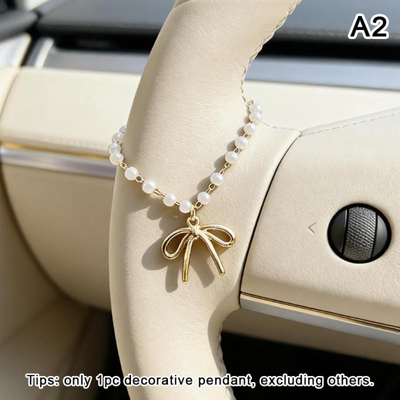 Sparkling Rhinestone Bow Chain, Car Steering Wheel Decoration, Exquisite And Elegant, Ladies' Car Interior Decoration Unique