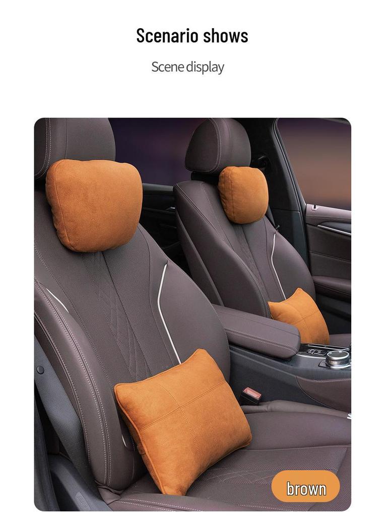 Suede Lumbar Pillow for Maybach: Headrest Cushion and Neck Support.