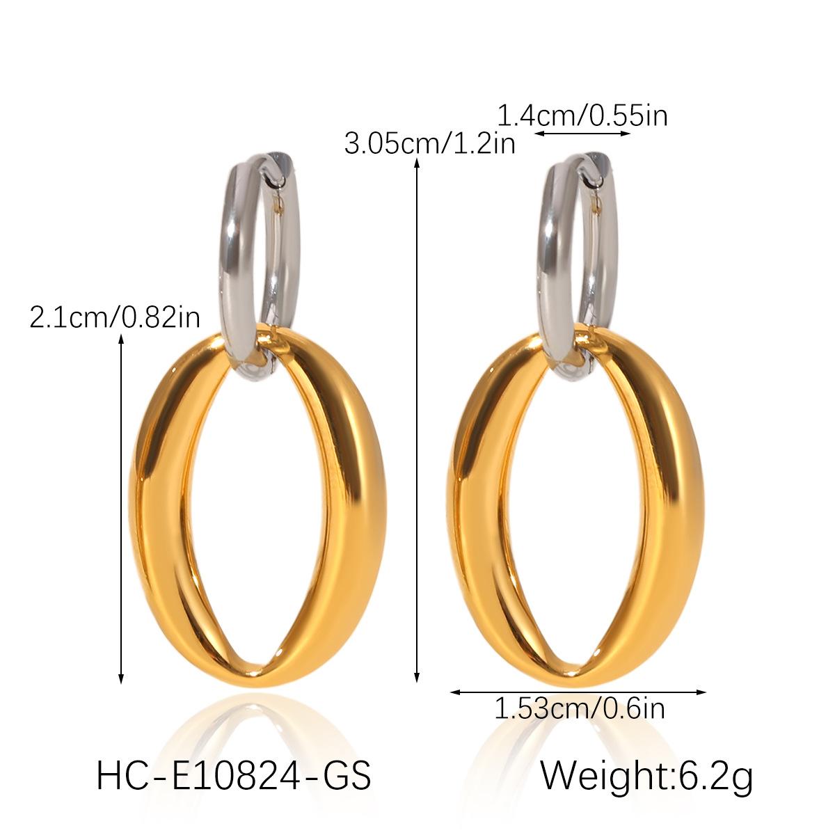 

Minimalist color-block earrings, niche design geometric pendant hoop, simple light luxury titanium steel ear jewelry