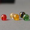 Five-Way Glass Wealth Buddha Beads: Glazed Gold Engraved Round Beads for DIY Prayer Bracelets