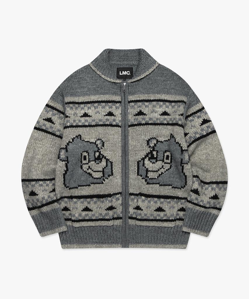 Lmc Bear Zip-Up Cowichan Knit Sweater Gray