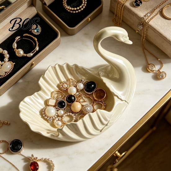 Jewelry Organizer 3D Printed Swan Tray, Shaped Earrings Necklace Ring Trinkets Holder Tray Dish Decorative Keys