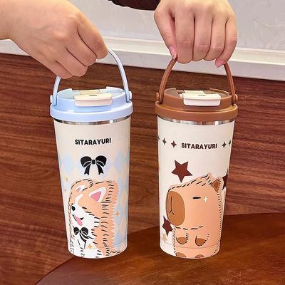 SITARAYURI 560ml Coffee Cup Stainless Steel Ice Tumbler Large Capacity Car Insulation Cup Portable Vacuum Insulated Straw Cup
