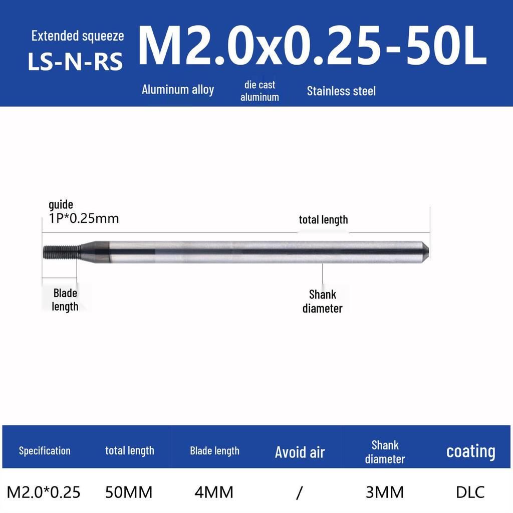 Tungsten Steel Fine Thread Tapping Tap for Watches & Mobile Phones - Sizes M1, M1.2, M1.4, M1.6, M2, M2.5