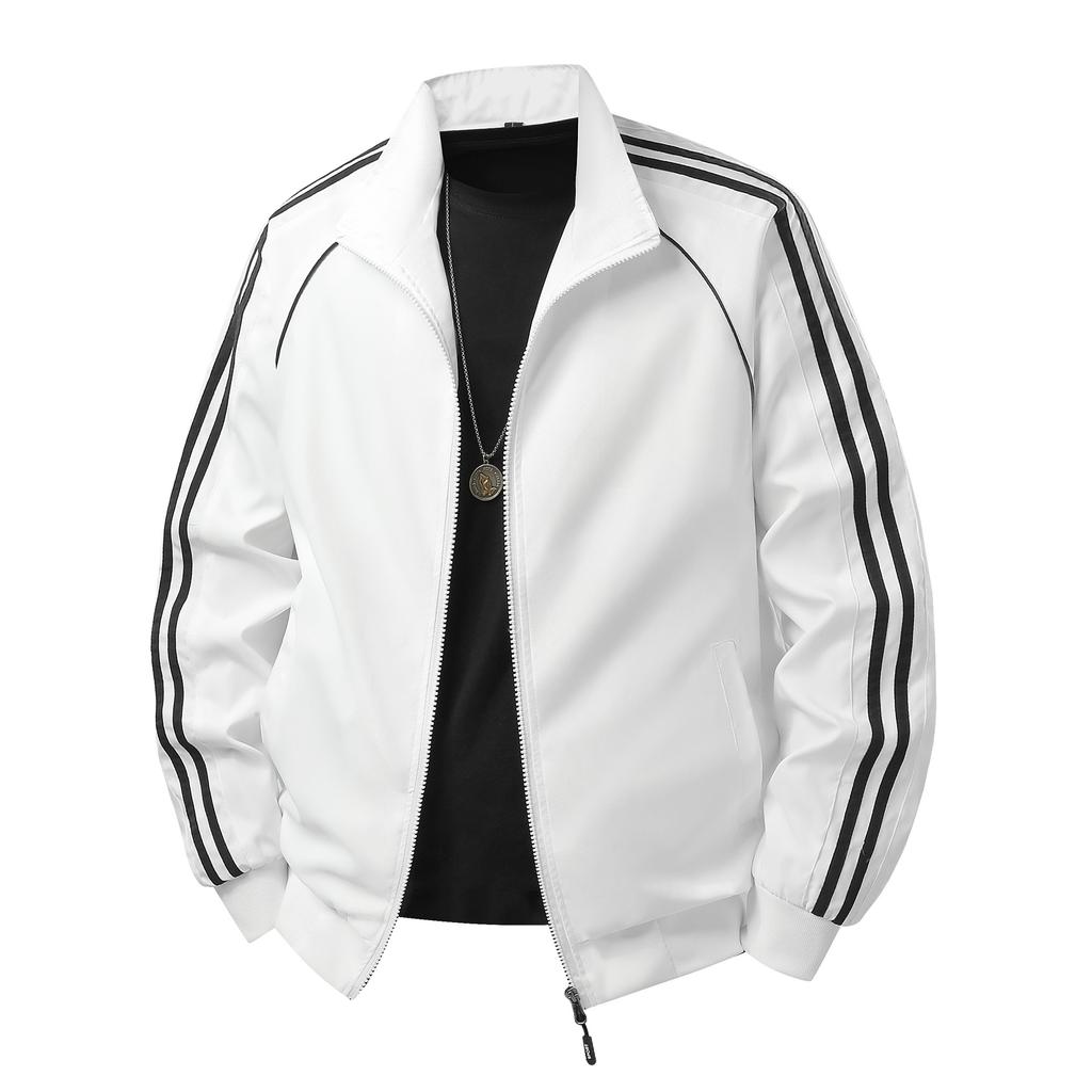 Autumn Jacket Men's Casual Jacket Couple Loose Versatile Collar Three-bar Jacket