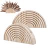 2 Pieces Bohemian Semi Circle Vase Wall Mounted Curved Wood Vase Planter Decoration For Artificial Plants Pampas Grass Faux