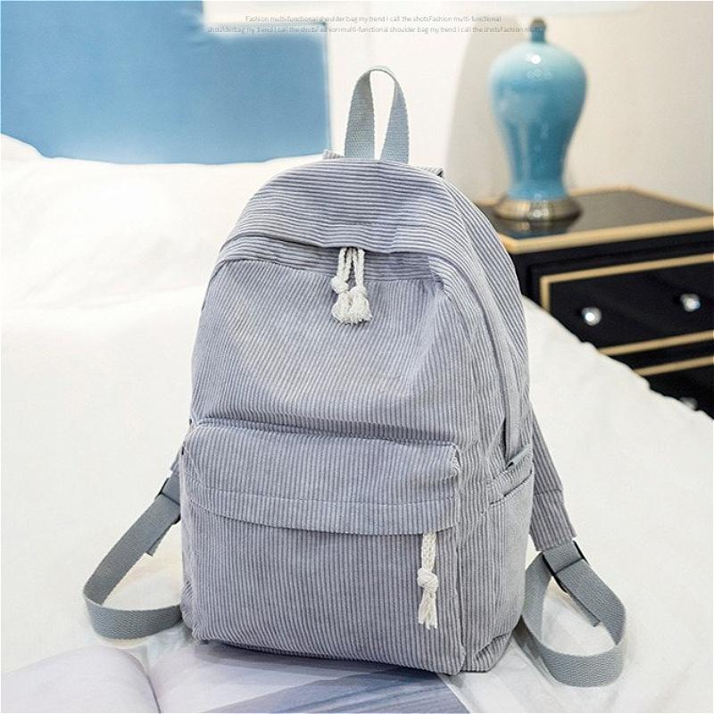 Women Corduroy Backpack Large Capacity Casual School Bag Lightweight Travel Daypack College Bookbag with Front Pocket