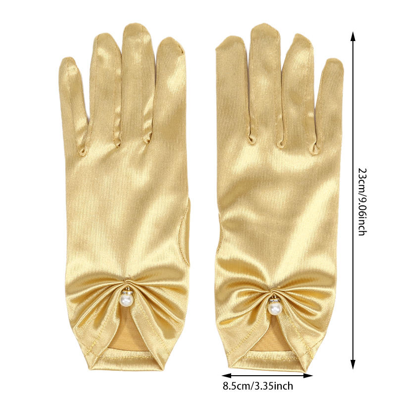 Vintage Wedding Gloves Bride Dress Satin Short Pearl Pendant Decoration Multicolor Etiquette Accessories Hot Sale