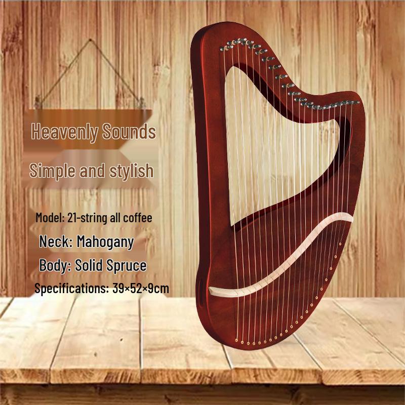 Arpa Lira a 21 Corde in Mogano: Strumento Portatile in Legno per Principianti, Arpa Chitarra Artigianale in Abete