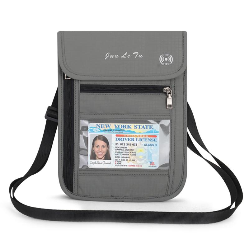 Porte-passeport avec lanière de cou, porte-cartes, couverture de passeport de voyage, portefeuille de passeport à blocage RFID pour hommes et femmes  1524