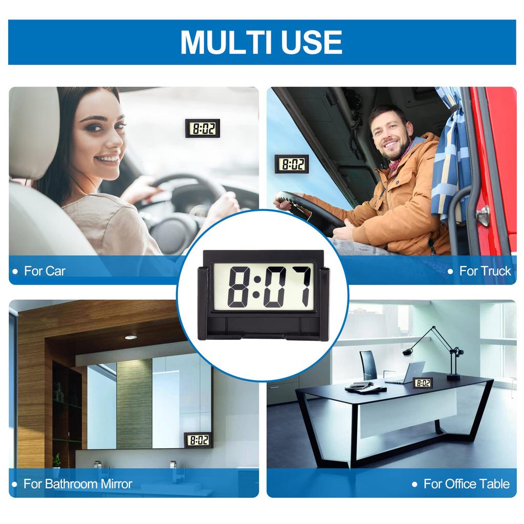 Electronic Digital Display Car Clock Self Adhesive Simple Digital Clock Car Electronic Clock Dashboard Time Car Accessories
