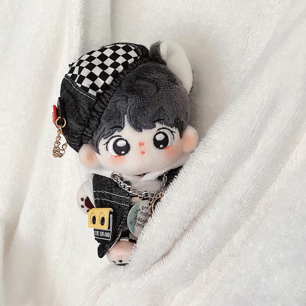 Niannyyhouse 10cm Stuffed Toy Clothes Black and White Trail Suit Beret Hoodie Shorts Vest Cotton Doll Clothes Dress-up