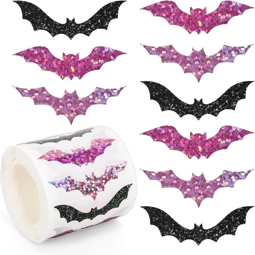 500pcs Self-Adhesive Laser Black Bat Stickers Glitter Bat Wrapping Label Sticker DIY Crafts