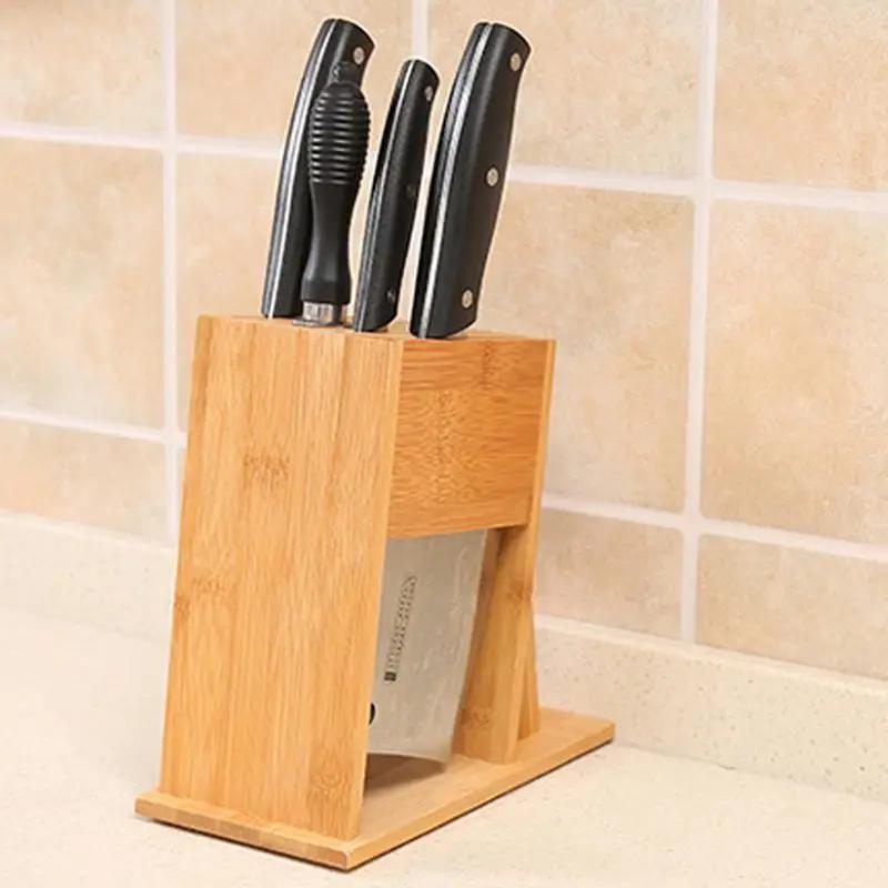 Bamboo Knife Block Stand for Kitchen Multifunctional Cutter Rack Holder Multifunctional Knife Storage Rack for Kitchen Supplies