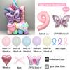 56pcs/set Butterfly Number Balloon Set Pink Numbers 1-9 Purple Butterflies for Valentine's Day Anniversary Birthday Party Decors