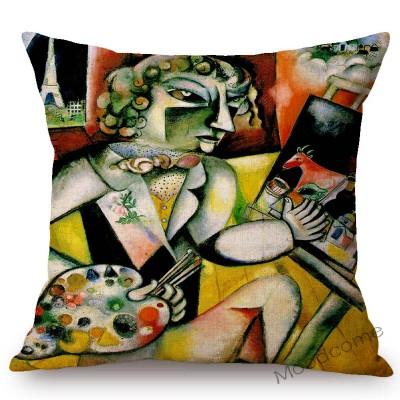 Modern Yağlıboya Sanat Gerçeküstücülük Kübizm Empresyonizm Marc Chagall Ünlü Sanat Yastık Kılıfı Doğum Günü Kemancı Minder Örtüsü
