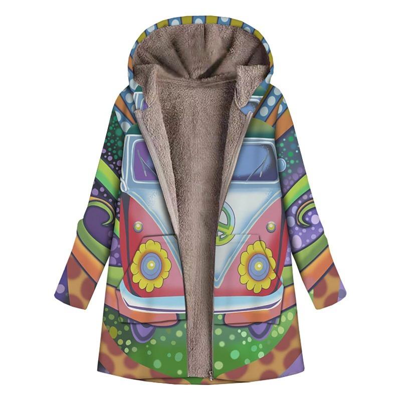 

Высококачественное толстое пальто для женщин, весеннее и зимнее, теплое элегантное пальто, плюшевое модное пальто на молнии с принтом S