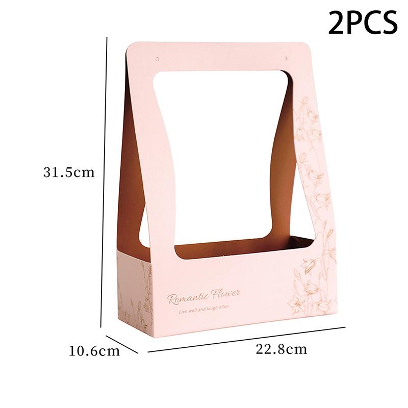 Coffee Flower Cake Dessert Packaging Box Portable Flower Gift Bag Kraft Paper Holder Photo Favor Drink Carrier With Handle