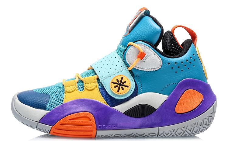 Li Ning YOUNG All City 8 Синтетическая кожа Низкие Детские Баскетбольные Кроссовки Сине-Желтые YKBS114-3 37