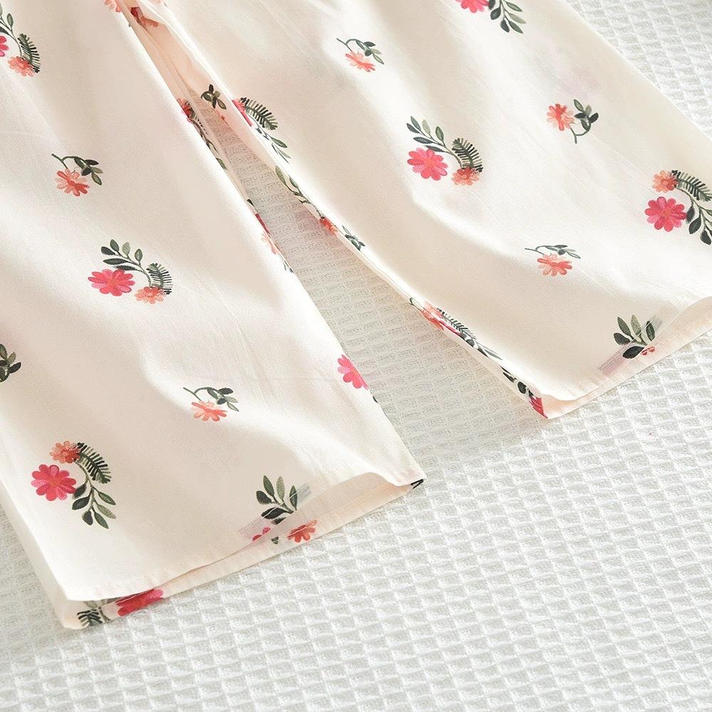 Girls Summer Floral Camisole And Wide Leg Pants Set Casual Comfortable Two Piece Outfit For Kids