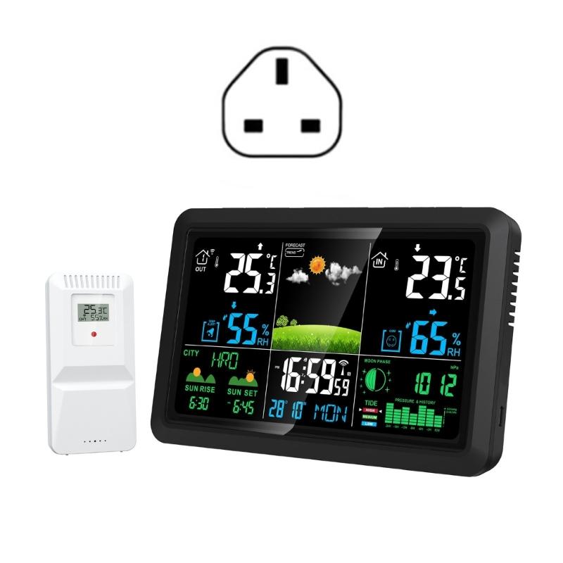Digital Thermometers Hygrometer Alarm Clock With WiFi Connection Color Screen Weather Updates For Indoor Outdoor