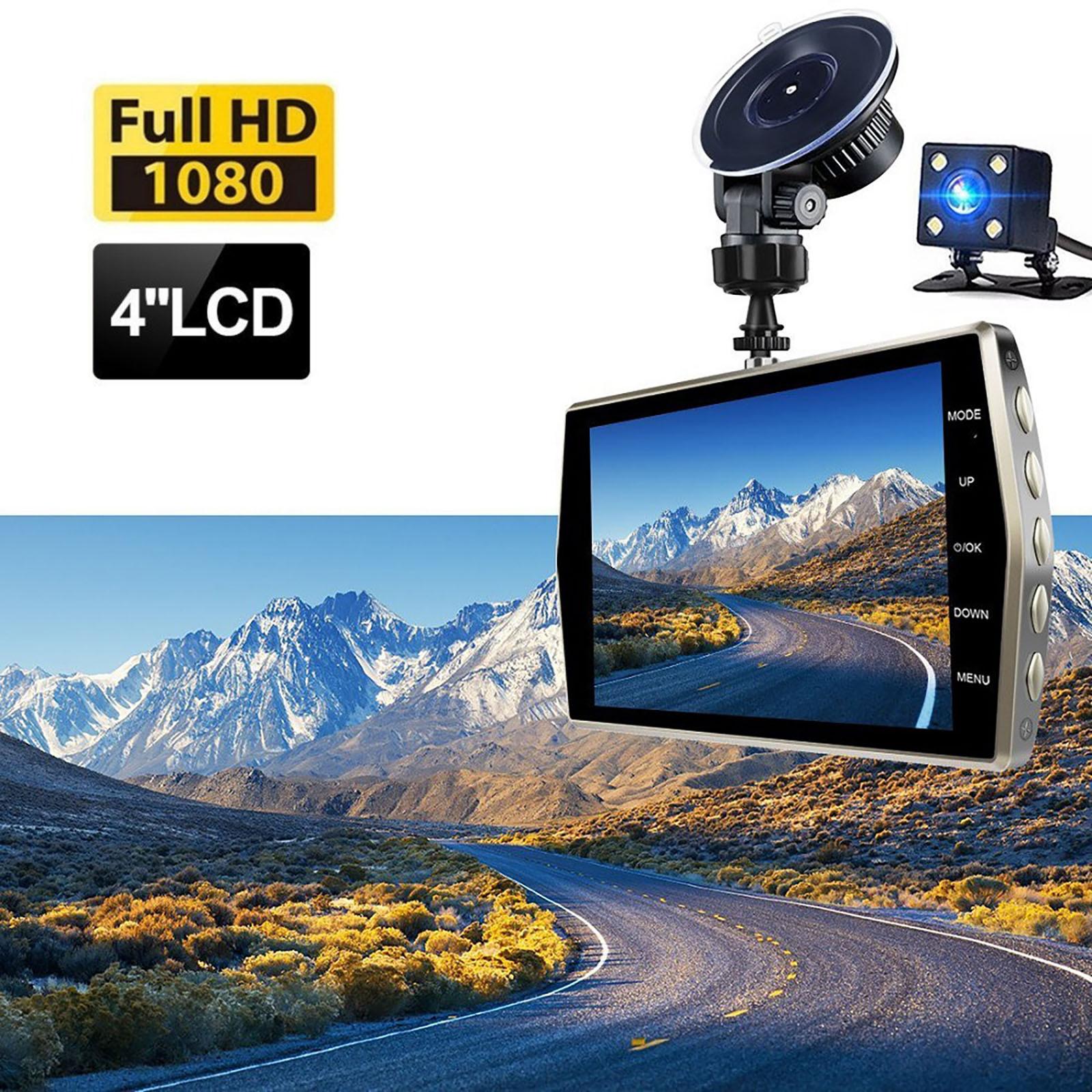 

4-дюймовий реєстратор Передня та задня подвійний запис HD 1080p Реєстратор нічного бачення 170 ° Великий ширококутний датчик руху Зображення у зворотному напрямку G Датчик паркування Mo 20.2*10.8*7cm срібний