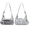 Harujio Mini 2-Way Ita Shoulder Bag with Clear Display Pocket, Silver