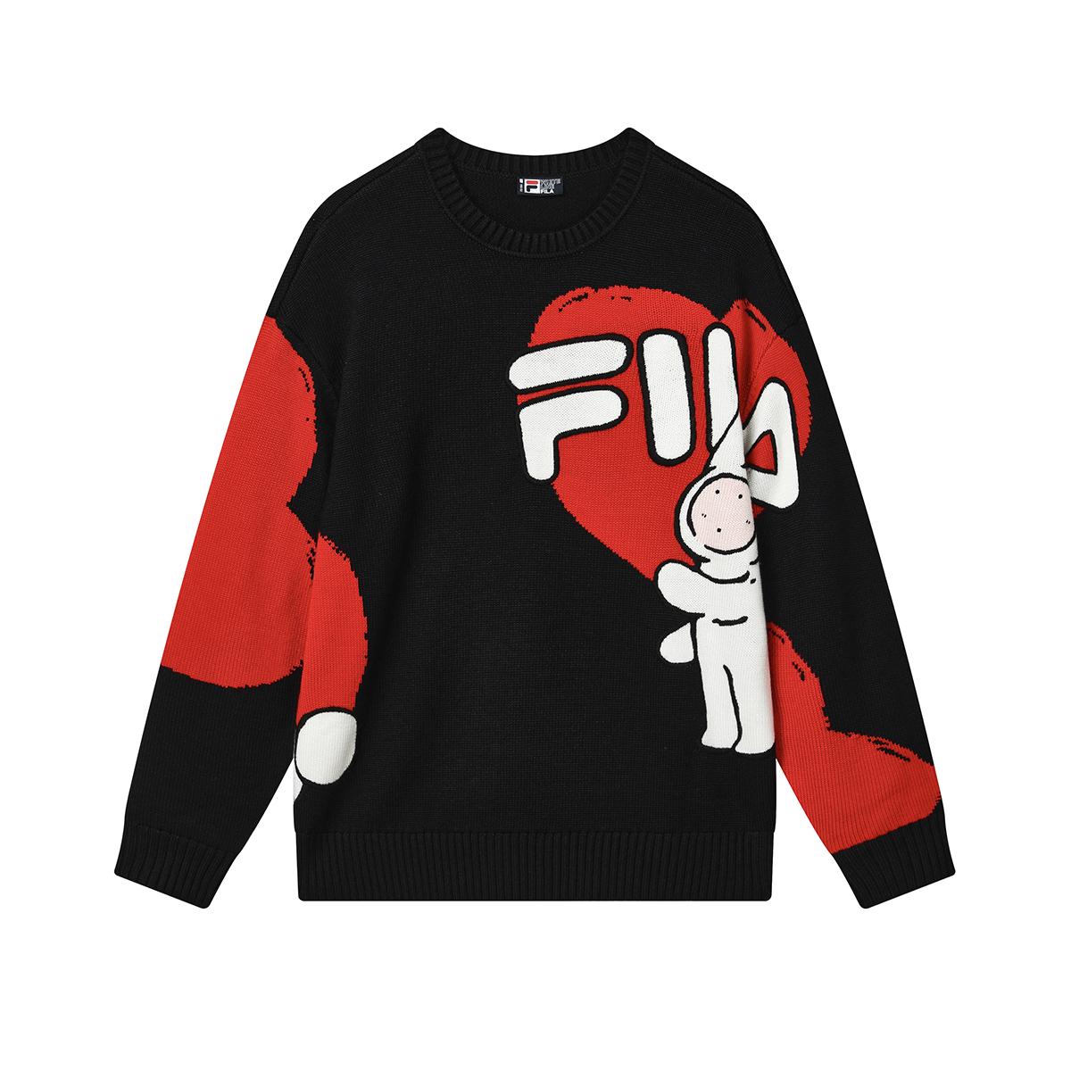 FILA CNY X Buer Rabbit Sweaters Unisex Jet Black Crew Neck Moderate Other F11U319401F-BK 165/88A/S