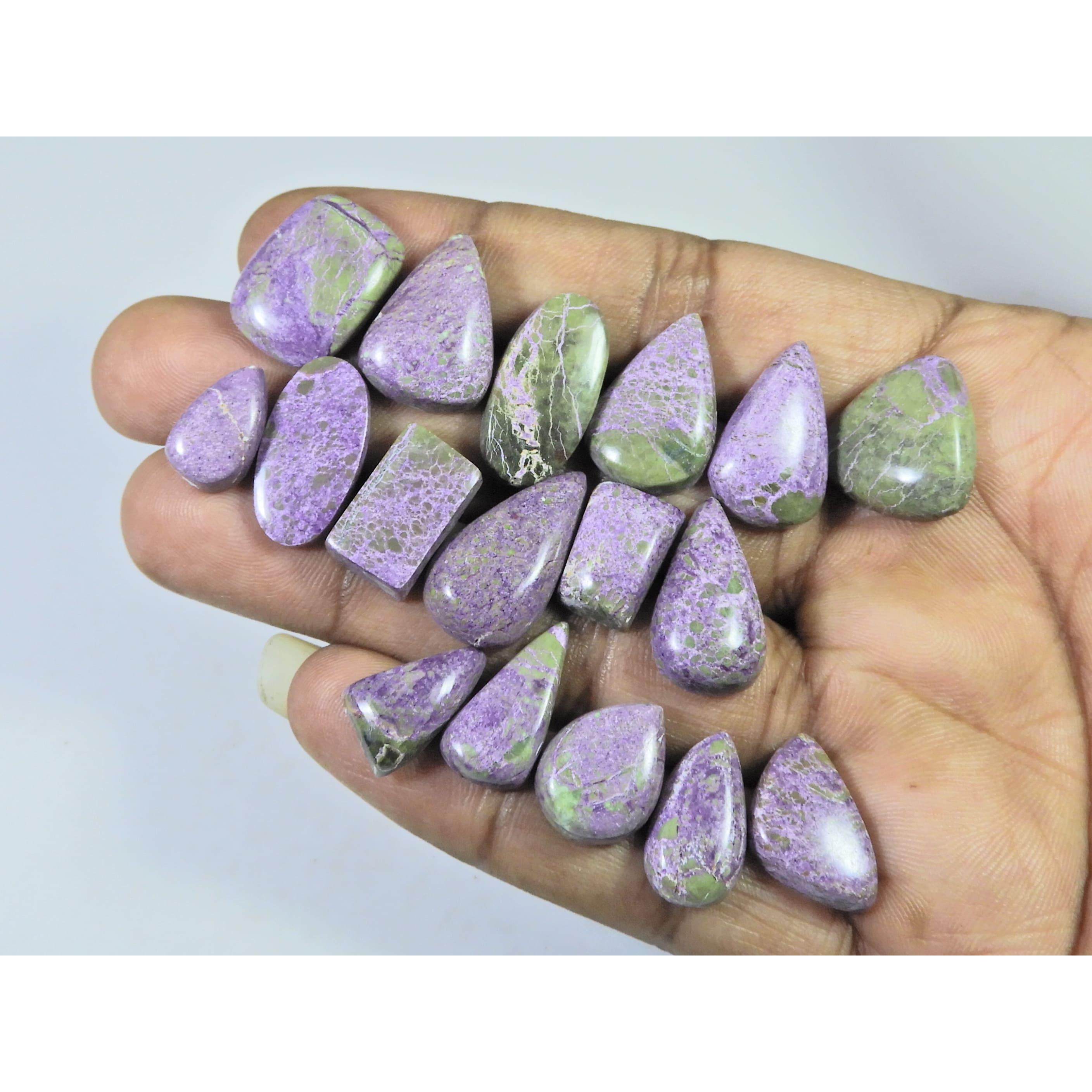 124Cts. Natural Stichtite Mix Shape Cabochon Loose Gemstone 17Pcs Lot C-2369