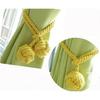 2pcs Curtain Holdbacks Hand Knitting Braided Drapery Tiebacks with Double Ball Cotton Rope Tassel- Yellow