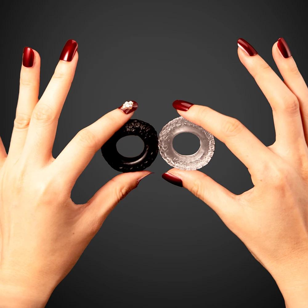 Cock Ring Silicone Penis Ring Cage Male Erection Delay Ejaculation Sex Toy for Men Couple Rings Toys for Adults 18+ 2-in-1 Set