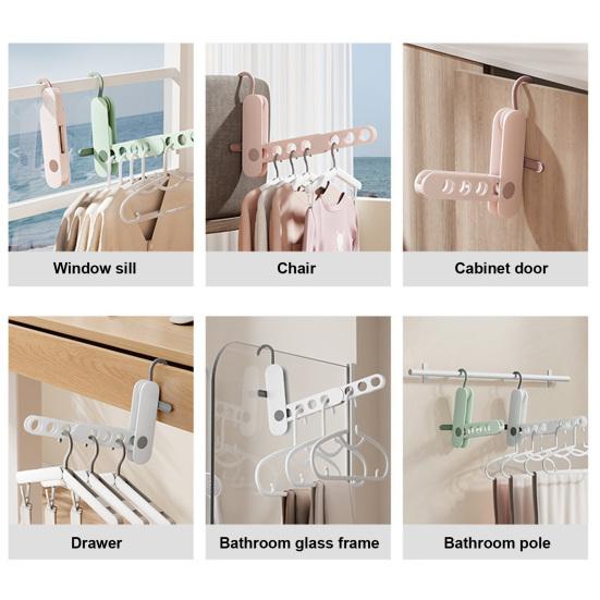 Coat Hanger Portable Folding Clothes Rack Durable Space-Saving Organizer with 7