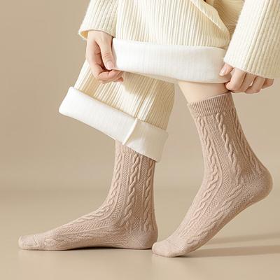Women's Winter Warm Mid-Calf Cotton Socks Thickened Large Size Loose Top Deodorant Long Socks
