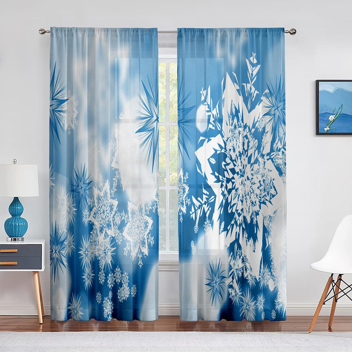 Снежинка Рождественская красная прозрачная занавеска для украшения гостиной Современная — фото 10