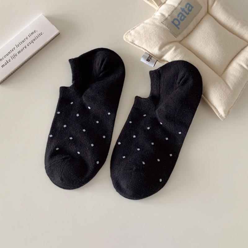 Seasonal Shallow Mouth Boat Socks Solid Color Polka Dots Do Not Fall Off The Heel Invisible Socks