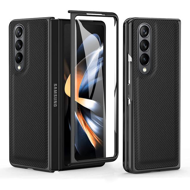 

Чехол из углеродного волокна без отпечатков пальцев для Samsung Galaxy Z Fold 4 Fold4 Fold3 Fold2 5g Fold 3 2, защитная пленка для стекла, чехол for Samsung Z Fold 4 чёрный