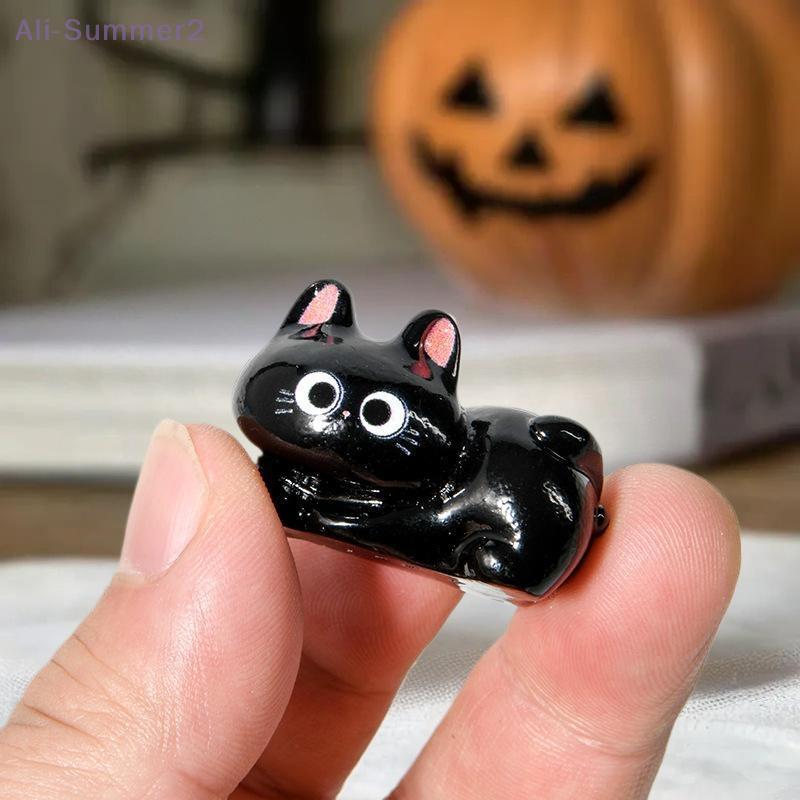 {MX} 1/6Pcs Cartoon Black Cat Miniature Figurines Cute Kitten Desktop Decor Resin Ornaments DIY Micro Landscape Home Decoration