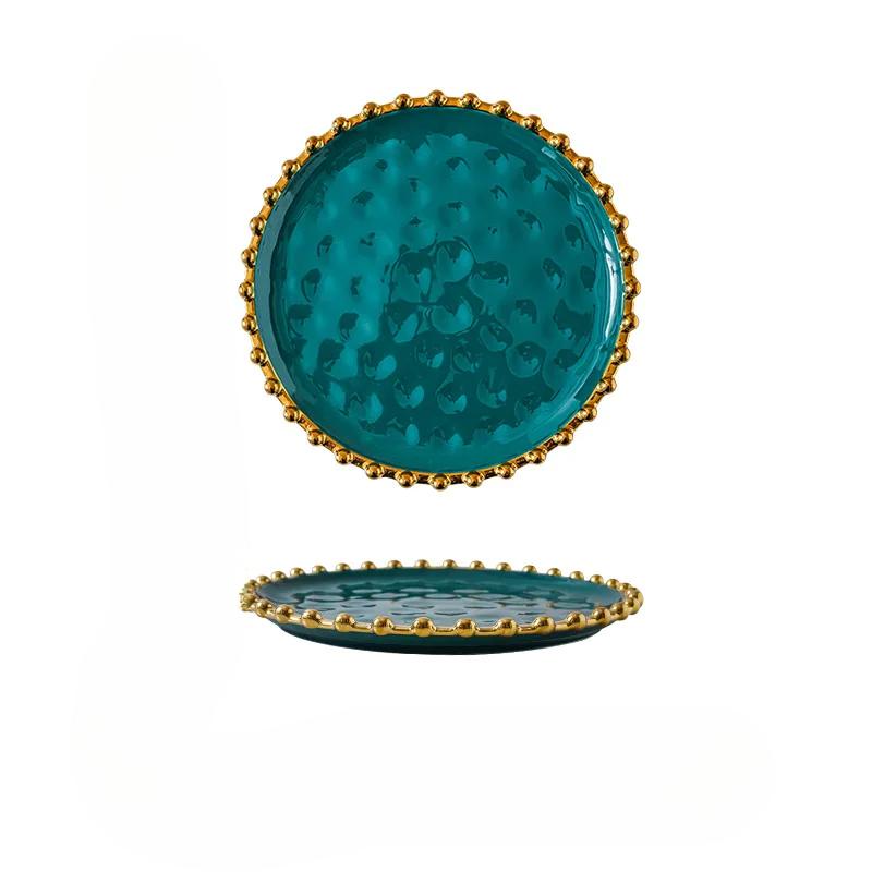 

Керамическая тарелка Золотой Жемчуг Круглая Керамическая Десертная Фруктовая Тарелка Кухонная Утварь Тарелка для Стейка Пасты Декоративный Поднос Предметы Домашнего Обихода