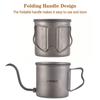 400ml Pour Over Kettle Gooseneck Coffee Kettle Ti Folding Handle  Kettle with Lid and Beer Cup Gooseneck Pour Over Kettle