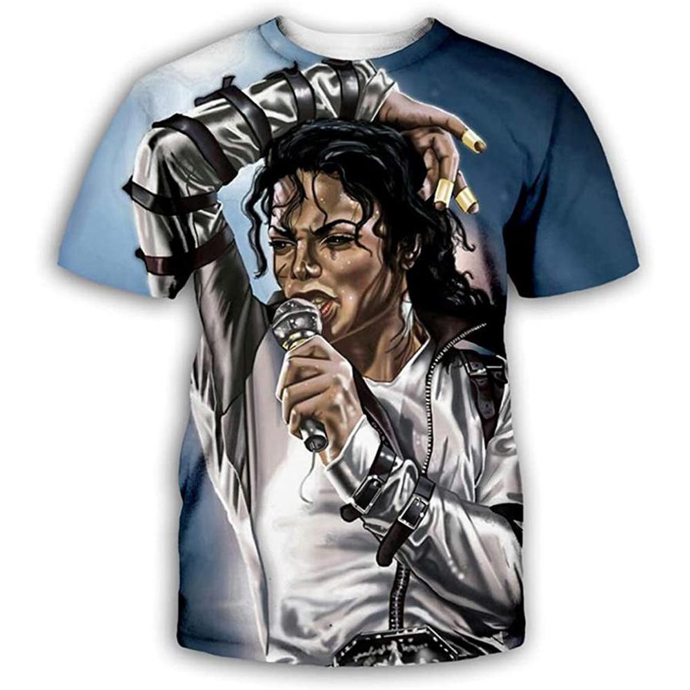 Summer Fashion Michael Jackson Hip-hop Singer Retro Cool Casual Men Harajuku Streetwear Short Sleeved