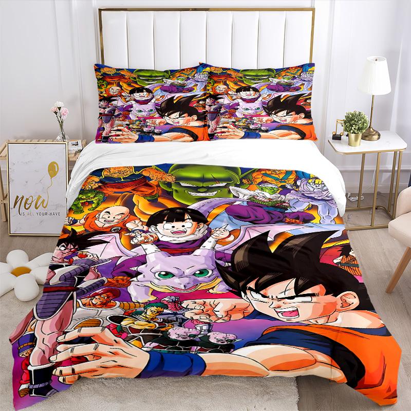 Dragon Ball Heroes Print 3Pcs Bedding Set,Duvet Cover with 2 Bedro,Pillowcase Home Birthday Gift