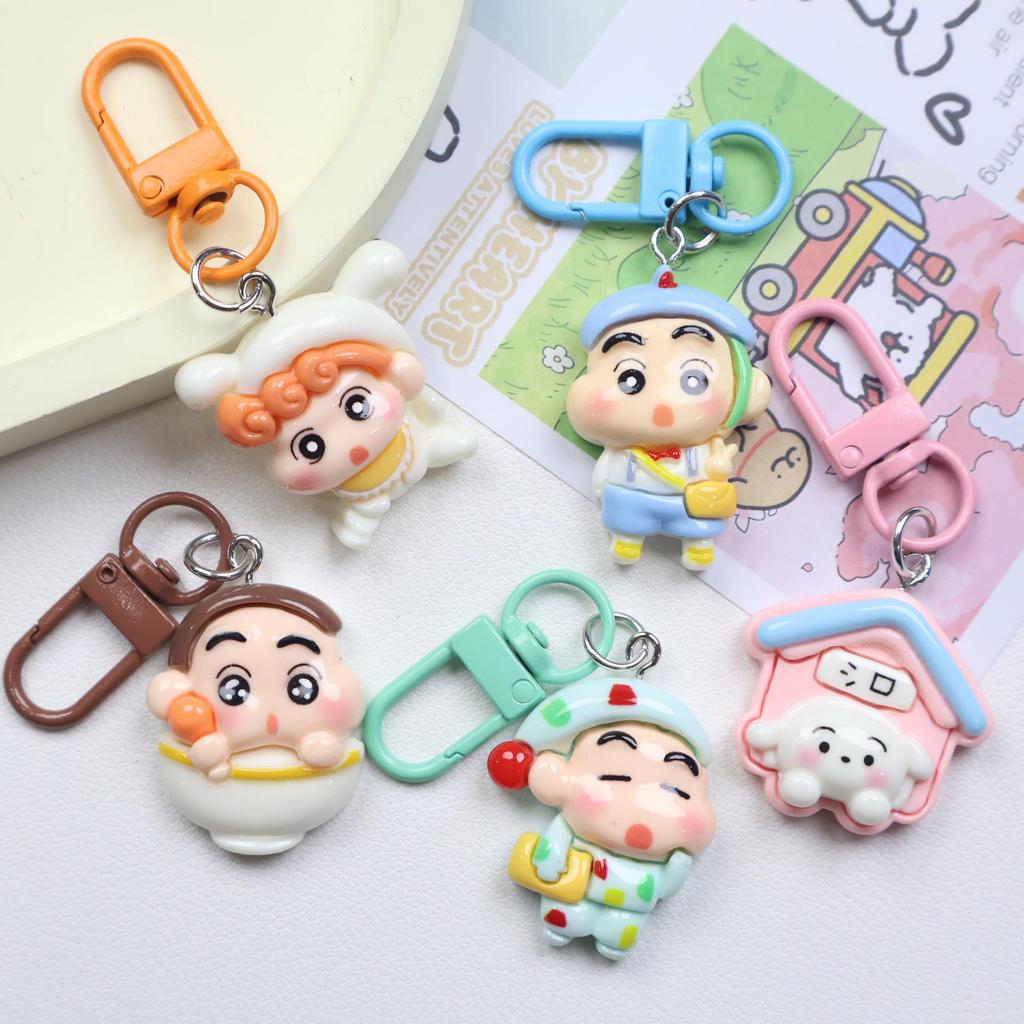 Crayon Shin-chan Cartoon Keychain Pendant - Girly Heart Backpack Ornament & Best Friend Gift Accessory.