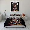 3Pcs Funny Wooden Man With Spoon Duvet Cover Set Tung Tung Sahur Cartoon Black Bedding Single Double King Queen Gift