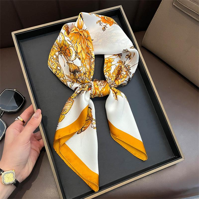 2025 Luxus Seide Schmaler Schal Taschengriff Band Damen Kleine Katze Print Stirnband Kleine Haarschals Band Damen Taschentuch