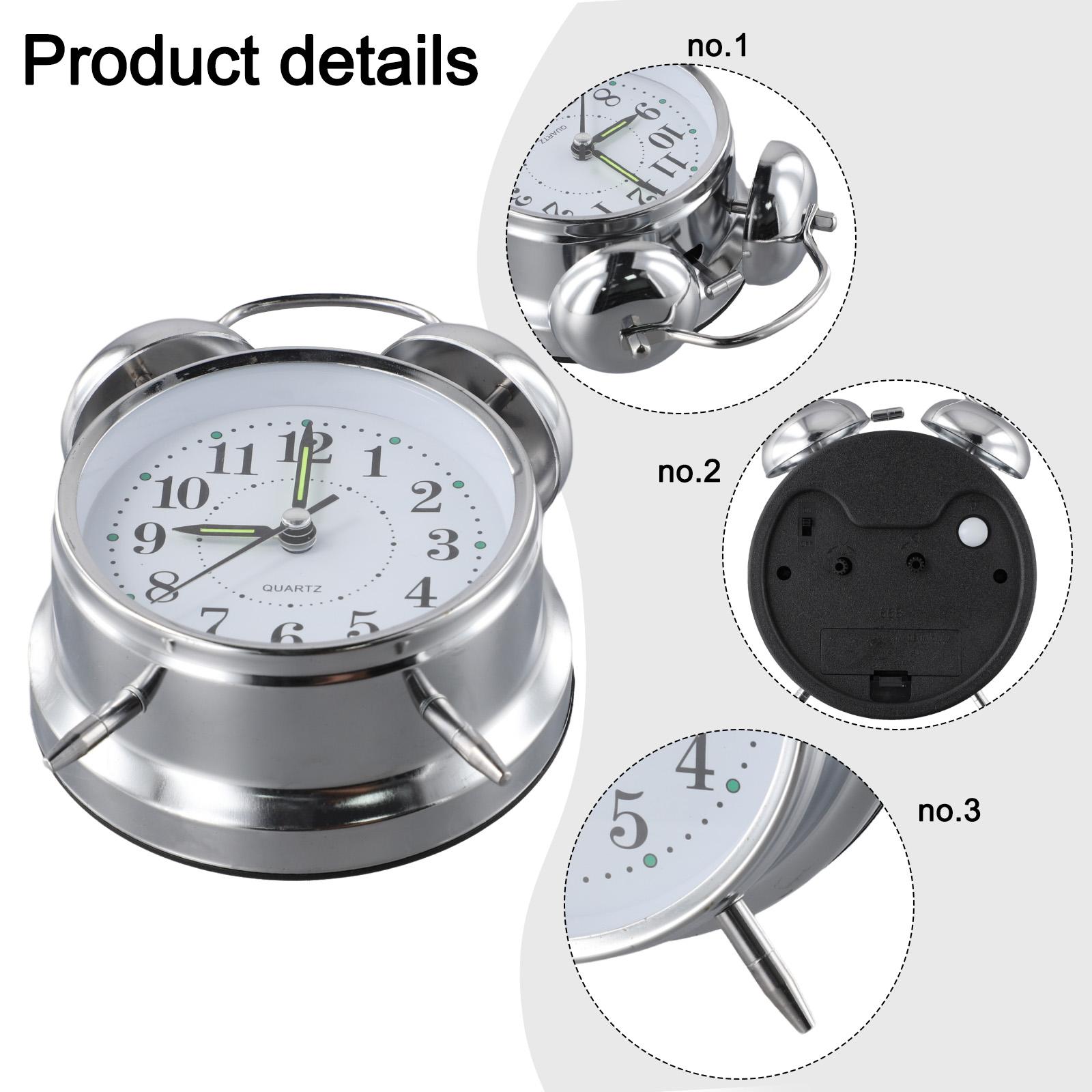 

12.5*16.5*6.2cm Alarm Clock Alarm Clock Ring Clock Hot Sale Metal Electroplated New Retro Silver 100% Original CHINA