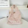 3 Sweet mesh canvas bag, simple flower lace shoulder bag, tote bag, women's large-capacity vest bag