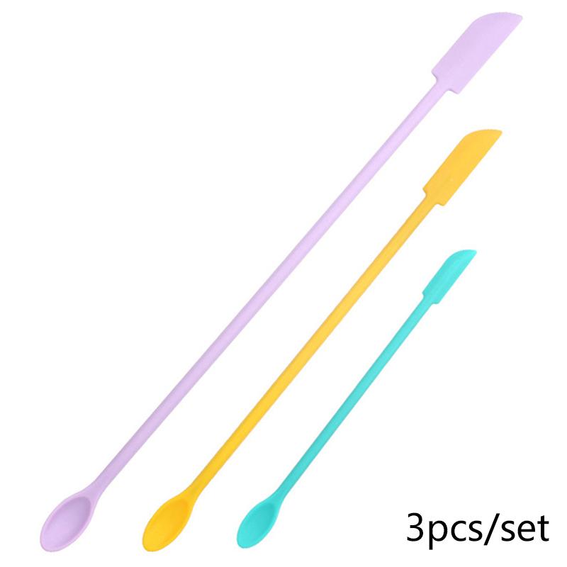 

3 шт. удлиненный силиконовый скребок с двойной головкой косметический скребок для джема глубокий мини-шпатель набор для хранения на кухне банок для использования разноцветный