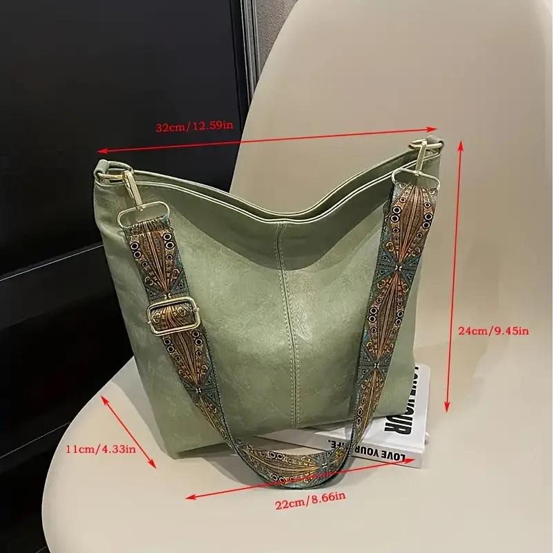 New fashionable women's handbag, ladies' hand-held shoulder bag, large capacity crossbody bag, geometric wide shoulder strap
